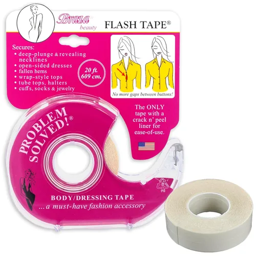 Vista 8 de Braza Flash Tape - Cinta adhesiva transparente de doble cara para ropa, tela y cuerpo - 60 pies