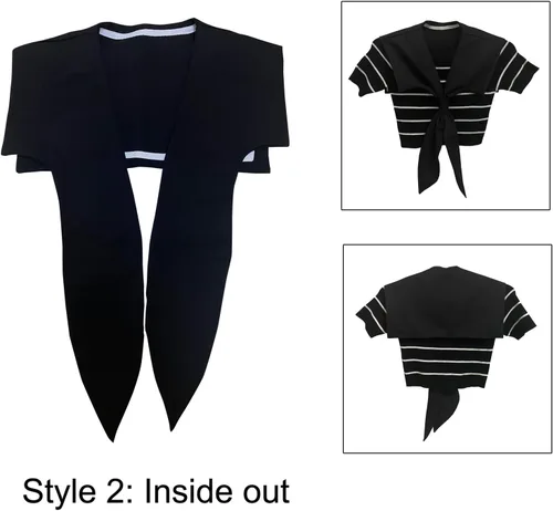 Vista 3 de Sailor Fake Collar for Women Cute False Collar for Girl,black white, width14.5 x22 height