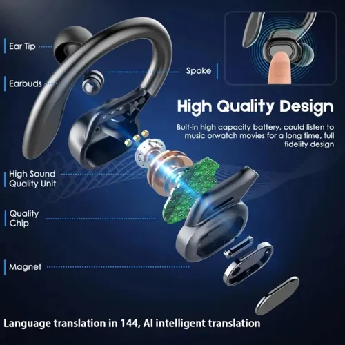 Vista 9 de Auriculares con traductor AI en 144 idiomas - Auriculares inalámbricos Bluetooth en tiempo real