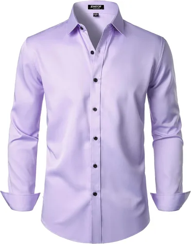 Vista 34 de JEMITOP Mens Stretch Wrinkle Free Dress Shirts Naranja quemado