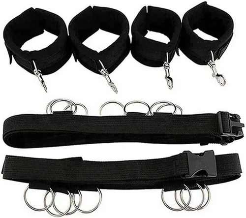 Vista 7 de Lazos sexuales para tobillos y muñecas para hombres, tamaño King, correas de cama para cama de tamaño Queen, barra separadora, juego de adultos