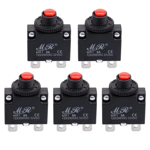 Vista 8 de Disyuntores térmicos de 3 amperios, 125/250 V CA 32 V CC, botón de reinicio manual, protector de sobrecarga, interruptor de disyuntor 3A, paquete
