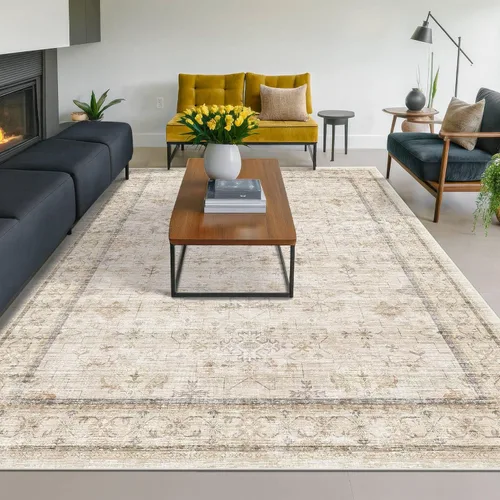 Vista 145 de Hazo Haus – Alfombra pequeña para entrada, cocina o baño, antideslizante con base de goma, resistente a las manchas y a la decoloración, diseño