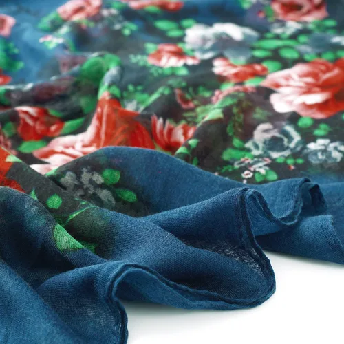 Vista 7 de Ligeras mascadas de moda GERINLY con estampados de flores, mascada de algodón para mujer.