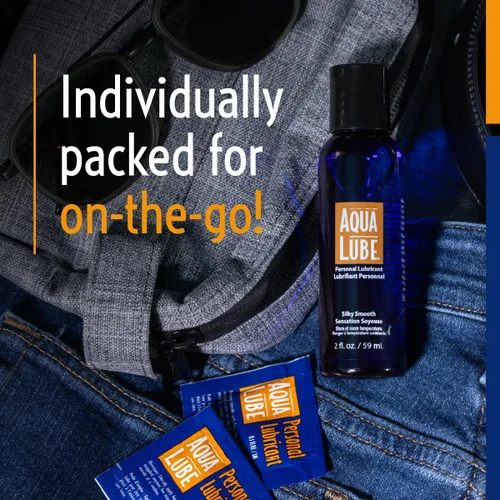 Vista 6 de Aqua Lube I Personal Lubricante a base de agua I Silky & Smooth I para hombres y mujeres I Bolsa de 144 unidades I 0.1 fl oz / 0.1 fl oz cada uno