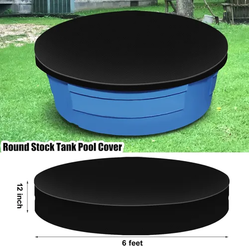 Vista 2 de Protector redondo de plástico Oxford para piscina de 6 pies, forro impermeable, 6 pies x 12 pulgadas