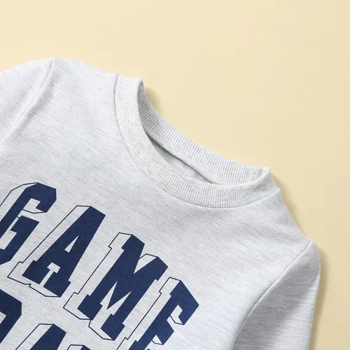 Vista 5 de Dcohmch Sudadera de manga larga con estampado de letras de rugby para bebé, ropa de otoño para niño y niña, Gris
