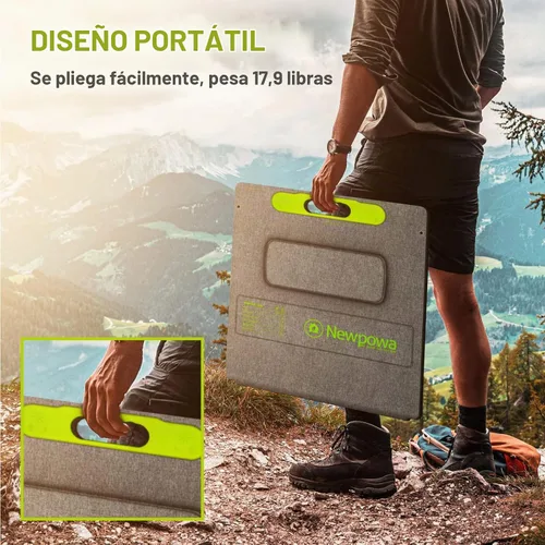 Vista 3 de Newpowa Kit de panel solar portátil de 200W con estuche de soporte ajustable, panel plegable de 200 vatios 12 voltios + controlador MPPT de 20A +