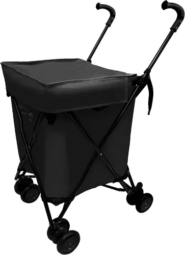 Vista 8 de EasyGo - Carrito de compras de comestibles, cesta de lavandería con ruedas, bolsa de lona extraíble, ruedas Versa y frenos traseros, fácil