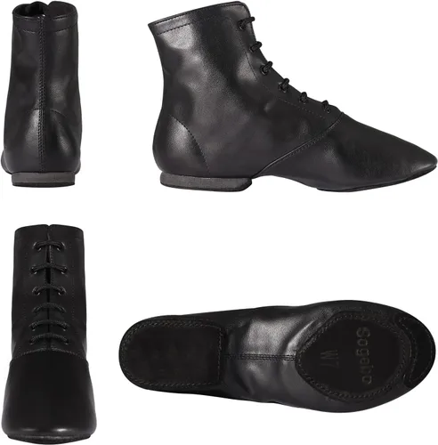 Vista 3 de Botas de jazz para niños, zapatos de baile de cuero con suela dividida para niñas y niños (niños pequeñosniños grandes)