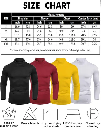 Vista 7 de nine bull Camisetas térmicas casuales para hombre, manga larga, ajustadas, básicas, suaves, ligeras, cuello alto