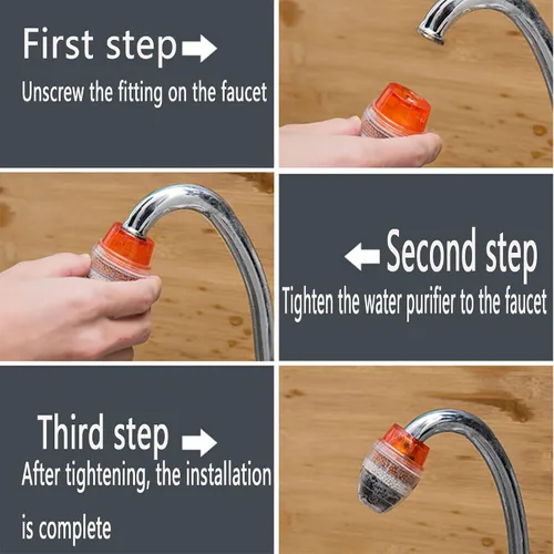 Vista 7 de 3 paquetes de filtros de agua para grifo, purificador de grifo de cocina, carbón activado que elimina el fluoruro de cloro, metales pesados, agua
