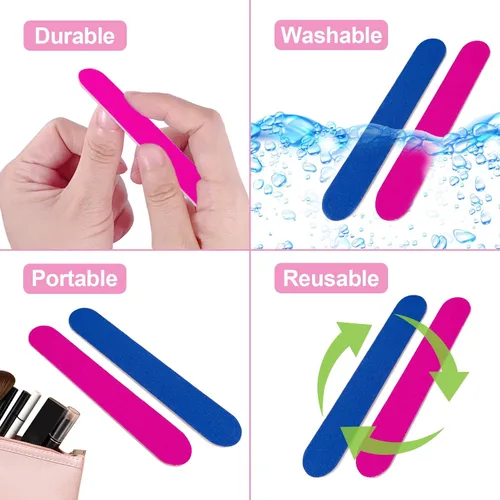 Vista 7 de Emery Boards para uñas, 100 limas de uñas para uñas naturales, pequeñas, desechables, de doble cara, lima de uñas coloridas, a granel para el hogar