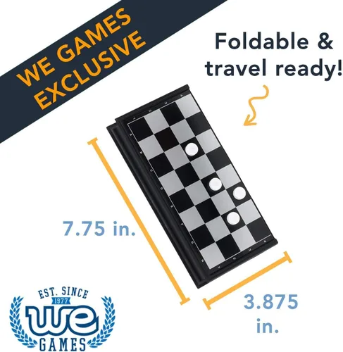 Vista 3 de WE Games Travel Magnetic Checkers Set -Travel Games for Adults, Magnetic Travel Games, Checkers Board Game, Pocket Games for Vacation, Portable