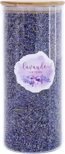 Vista 8 de Lavande Sur Terre 4 tazas de lavanda en botella de vidrio pequeña, brotes de flores de lavanda secas Highland, LV-G-2