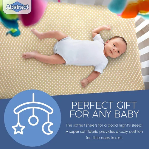 Vista 5 de Sábana ajustable de algodón tejido en jersey para cuna o cama para niño o niña, de Abstract, Polka Dot Beige