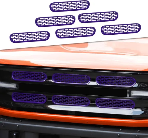 Vista 11 de JeCar Insertos de rejilla delantera, marco de rejilla de malla, accesorios exteriores compatibles con Ford Bronco 2021-2023, color negro