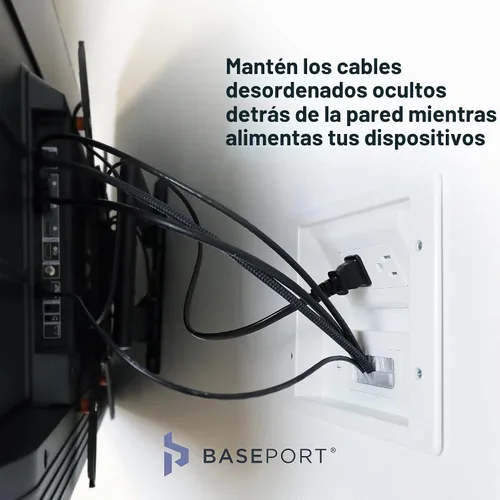 Vista 6 de BASEPORT Kit de gestión de cables en la pared - Ocultador de cables para kit de montaje de TV en la pared con paso de cable a través de la pared