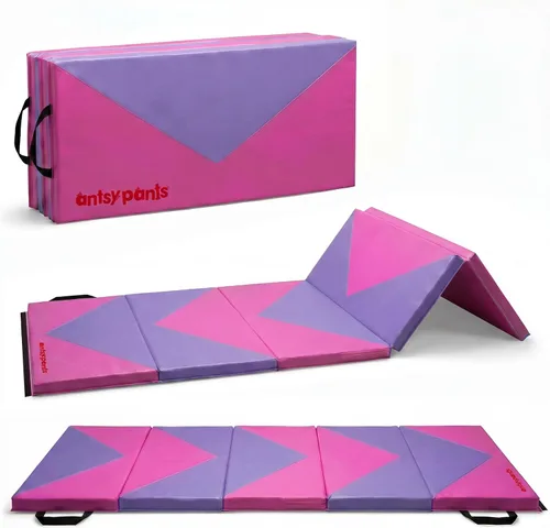 Vista 17 de Antsy Pants Colchoneta de gimnasia para niños, fácil de limpiar, resistente, plegable, acolchada, ligera, portátil, equipo de gimnasia para juego