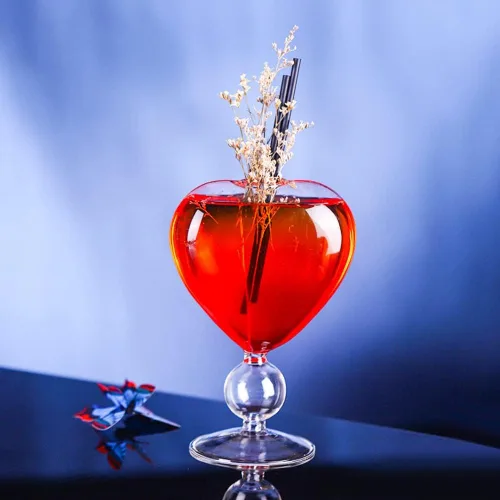 Vista 3 de Copas de vino con forma de corazón, copas de vino tinto creativas, copas de jugo de cóctel en forma de corazón de 10 onzas para fiestas, cenas