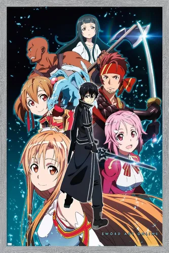 Vista 13 de Trends International Sword Art Online - Póster de pared Key Art 2, 22.4 pulgadas de largo x 14.7 pulgadas, versión enmarcada en madera de granero