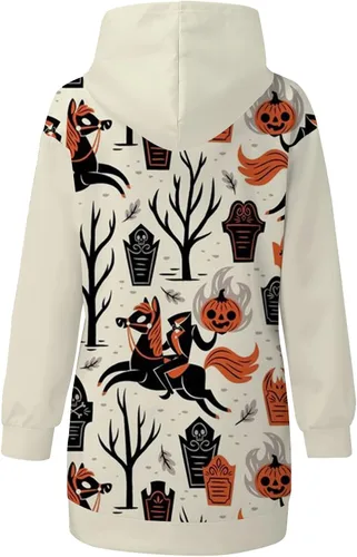 Vista 4 de Vestido de Halloween para mujer 2022 con capucha para otoño e invierno