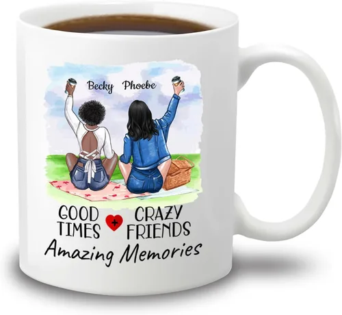 Vista 12 de Taza de café personalizada de la amistad para mejores amigos, mejores amigos, hermana del alma, tazas de café personalizadas para mejores amigas