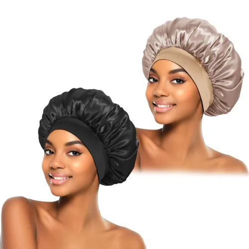 Vista 12 de ZHENSILK 2 piezas de gorro de satén para dormir, gorros de seda para el cabello, gorro de dormir de seda con banda elástica suave, envoltura