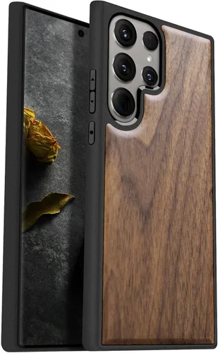 Vista 15 de Carveit Funda de madera para Galaxy S24 Ultra, bandera americana Bandera americana-Madera oscura
