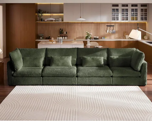 Vista 72 de Sofá Modular de Tamaño Grande, Sofá Seccional de Chenilla Cloud Extra Profundo con Chaise Otomana, Sofá Cama de Chenilla Esponjosa de 5 Asientos