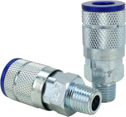 Vista 8 de Milton Kit acoplador y enchufe - (T-Estilo, Azul) - 1/4" NPT, (14-Piezas) - S-314TKIT