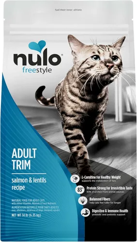 Vista 11 de Nulo Freestyle Alimento para Gatos Trim Alto en Proteínas, Receta de Salmón y Lentejas - Alimento Seco Natural para Gatos Sin Granos para Control