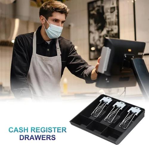 Vista 4 de PATIKIL Bandeja de dinero para caja registradora, bandeja de inserción de cajón, organizador portátil de caja de almacenamiento de dinero con clip