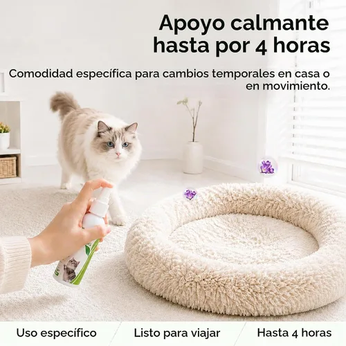 Vista 2 de Spray de feromonas calmante para gatos, para viajes, paseos en coche