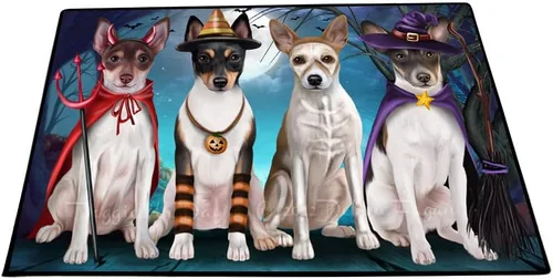 Vista 21 de Doggie of the Day Tapete Rat Terrier para perros, 4 de julio, Día de la Independencia, el mejor felpudo para perro, decoración protectora, arte