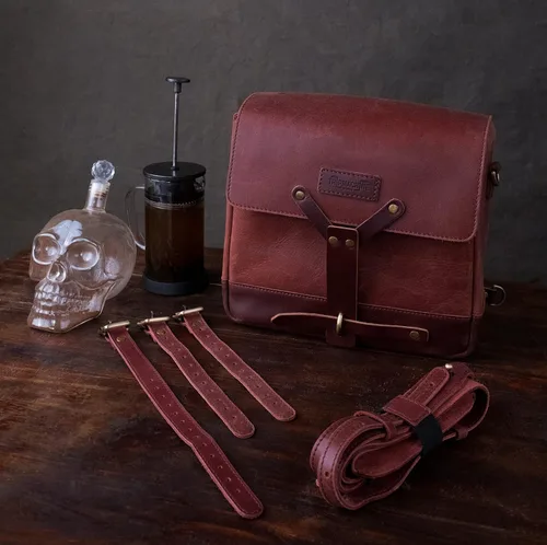 Vista 6 de Full Grain Leather Messenger Bag Handmade Vintage Unisex Cross Body Motorcycle Mount Small Saddlebag Messenger Bag With Adjustable Shoulder Strap