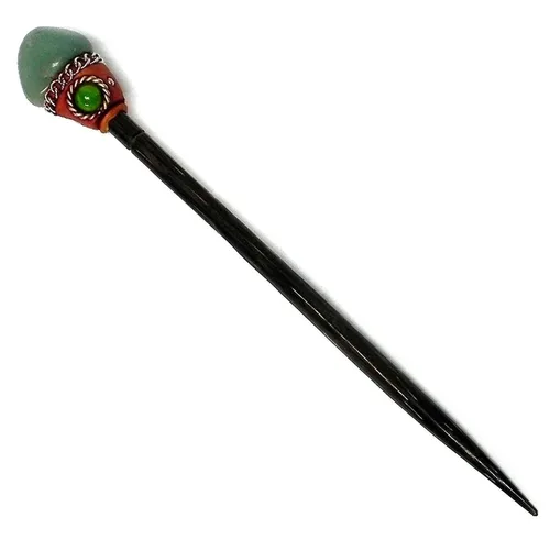 Vista 10 de Mia Jewel Shop - Palillos de madera de Chonta con piedras preciosas curativas naturales – Palillos para el cabello hechos a mano para mujeres