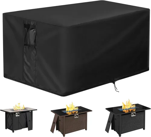Vista 11 de Cubierta rectangular para hoguera, fundas rectangulares de 32 pulgadas, cubierta de mesa impermeable para fogata de gas, 32 x 20 x 16 pulgadas