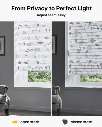 Vista 2 de LazBlinds Persianas estilo cebra sin cordones para ventanas, con patrón de doble capa para máxima privacidad y control de la luz, elegantes