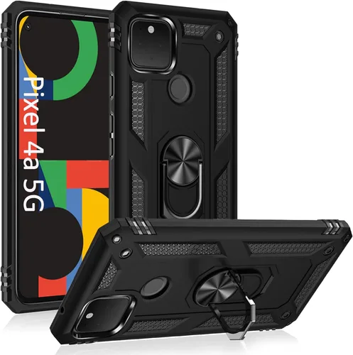 Vista 9 de ADDIT Funda 4A 4G para Google Pixel 4a 4G, con anillo de soporte, soporte ajustable, grado militar, protección resistente, a prueba de golpes
