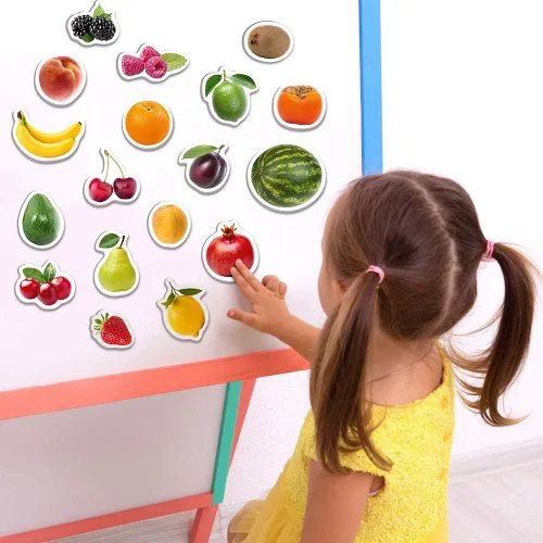 Vista 5 de FOTO FRUTAS Y BAYAS - imanes para la cocina - imanes grandes reales para nevera para niños pequeños - juguetes magnéticos educativos para bebés de 3