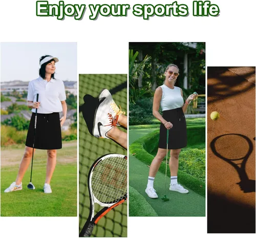 Vista 7 de American Trend Falda de tenis para mujer con bolsillos, pantalón deportivo hasta la rodilla, falda de golf de cintura alta, pantalones cortos