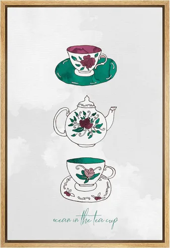 Vista 32 de SIGNWIN Lienzo enmarcado para pared, arte ornamental de neón fino, tazas de té, comida y bebida, ilustraciones culturales, arte moderno, elegante