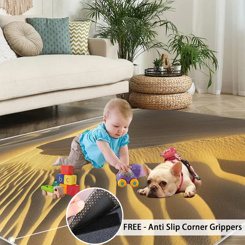 Vista 5 de Desert Dunes Rugs for Bedroom, Desert Landscape Area Rug, Natural Scenery Rugs for Living Room, Indoor Non-Slip Rug, Machine Washable Carpet for