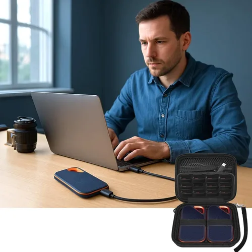 Vista 5 de PAIYULE Funda dual SSD para 2 SSD portátiles SanDisk Extreme y Extreme PRO Negro