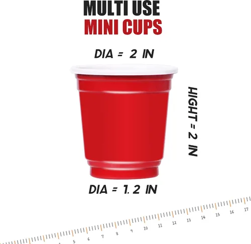 Vista 2 de Zcaukya Mini vasos desechables de 120 quilates, 2 onzas, pequeños vasos de plástico rojo para fiestas, juegos y eventos