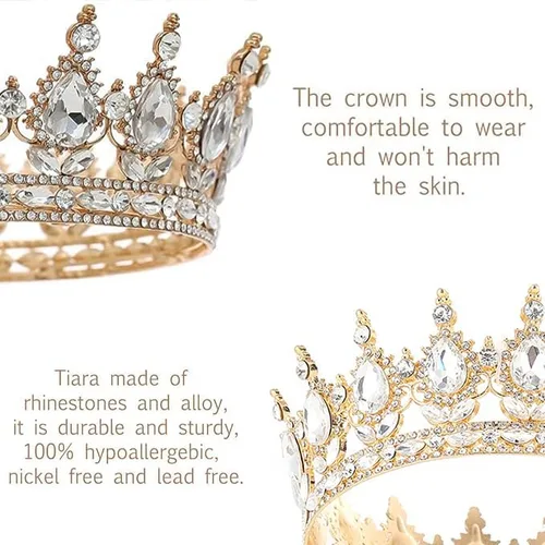 Vista 5 de Queen Crown Rhinestone Wedding Crowns and Tiaras for Women Costume Party Hair Accessories Princess Birthday Crown Crystal Bridal Crown