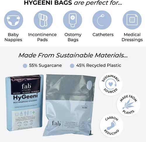 Vista 3 de Fab Little Bag HyGeeni - Bolsas de eliminación para pañales, almohadillas de incontinencia, bolsas de ostomía y catéter, evita olores, sin ensuciar