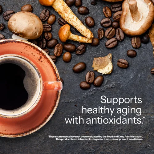 Vista 13 de Feelgood Company - Café de hongos con 10 hongos orgánicos y café arábica, 30 paquetes de barritas, cero azúcar añadido, apoya la salud inmunológica