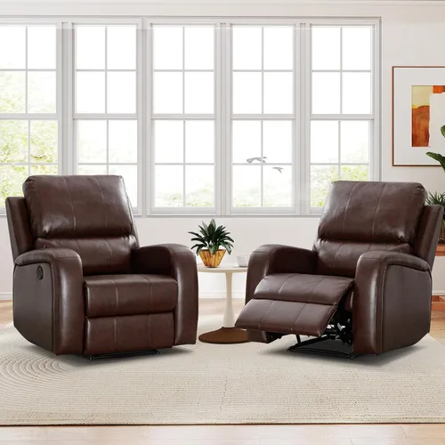 Vista 16 de HAOMARKETS Silla reclinable eléctrica, sofás reclinables de piel sintética suave con respaldo acolchado, sofá reclinable individual superrelleno
